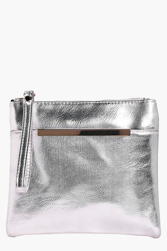 Ellie Metallic Bar Pocket Clutch Bag
